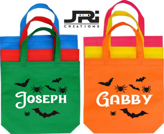 Personalised Colour Treat Bag Halloween Spider / Bats