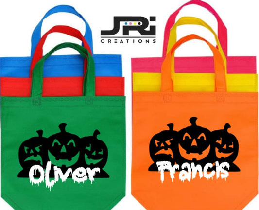 Personalised Colour Treat Bag Halloween Pumpkin