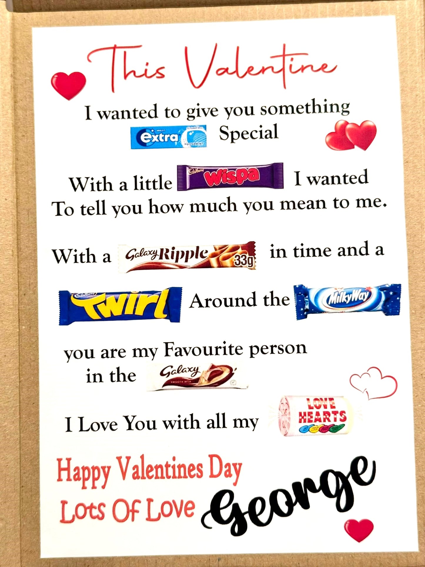 Personalised Valentine's Sweet Chocolate Poem Selection Box