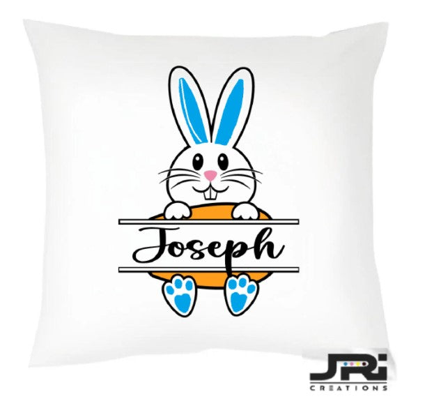 Printed Cushion Easter Blue Bunny / Name