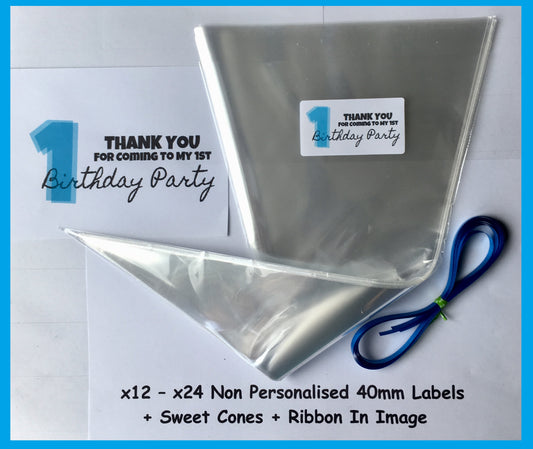 12/24 Thanks For Coming To My 1st Birthday Party Blue Sweet Cones Labels