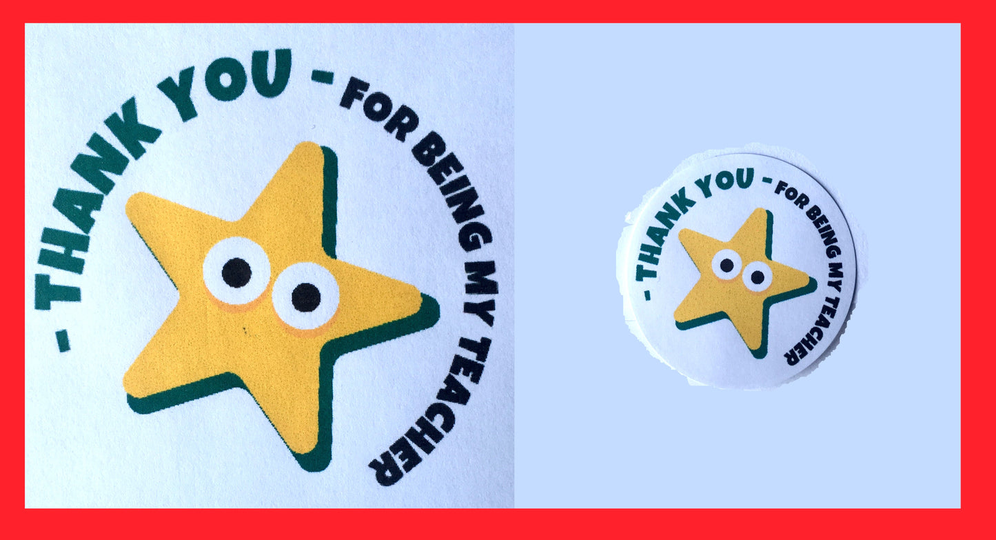 x24 40mm Thank You Teacher Star Labels Stickers