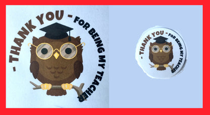 x24 40mm Thank You Teacher Owl Labels Stickers