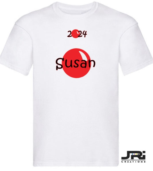 Personalised Kids/Adult T-Shirt Red Nose Day (Name/Nose Design)