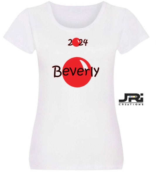 Personalised Ladies T-Shirt Red Nose Day (Name/Nose Design)